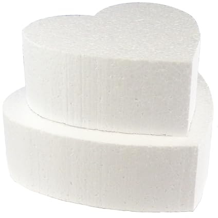 Jacobi Decor Herz Dummy Set 2 Etagen | 16cm hohe, hochwertige Styropor Torte | Deko-Torte 12,5, & 25,5cm Breit - 8cm Hoch | weiß (2 Stöckig)