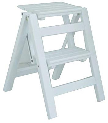 Tritthocker Zweischichtiges Lagerregal, Holz Einseitige Trittleitern Tragbare Ultradünne Leiter Mini-Pflanzenregal Mehrere Farben Haushaltsleiter/Weiß/38 X 46 X 50 cm