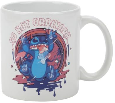 Disney Stitch Not So Ordinary - Taza de cerámica blanca de 16 onzas