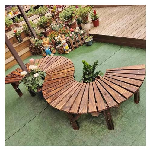 Yately Rundbank Wrap Around, Außenbank Garten Rustikal, Gebogene Bänke Aus Massivholz, Gebogene Bänke Aus Wetterfestem Holz Für Garten, Park, Hof, Veranda, Terrasse, Liegewiese(2PCS)
