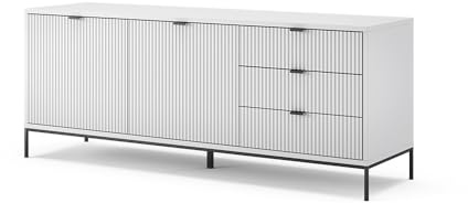 Vicco Lowboard Eliza, White, 150.1 x 60 cm with 3 drawers, 2 doors