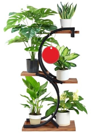 RUVOO Pflanzenregal Blumentreppe Blumenständer 3-stufiger Pflanzenständer Für Mehrere Pflanzen Im Innenbereich, Blumenregal Aus Metall Für Die Ecke Im Freien Pflanzenständer Blumenregal Blumenbank