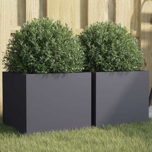 Xichuzi Jardineras 2 uds Acero Laminado en frío Antracita 32x30x29 cm, Huerto Urbano Terraza, Jardineras Exterior, Jardineria Maceteros, Mesa De Cultivo, Huerto En Casa - 841540
