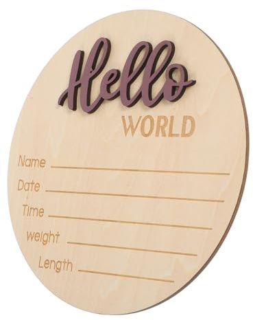 BESTonZON Rundes Geburtsanzeigeschild für Neugeborene mit Gewichtsanzeige Sicheres und Filigranes Namensschild zur Babyfotografie und Babyparty Deko