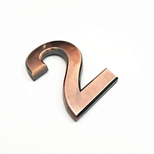 Moderne Hausnummer, bronzefarbene ABS-Kunststoff-Plakette, Nummer, Haus, Hoteltür, Adressziffern, Aufkleber, Schild, 3,5 cm/5 cm/7 cm/10 cm Türschild, (Nr. 3370)(Number 2,10cm)