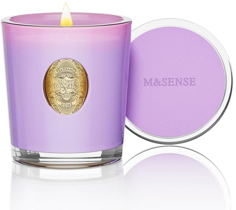 M&SENSE Duftkerzen im Glas Fliederblüte,290g Candle Duftkerze Natürliche Soja-Kerze,Bunte Kerzengeschenke für Frauen & Männer,Aromatherapie Kerze zur Entspannung,10.2 oz 55 Stunden Brenndauer