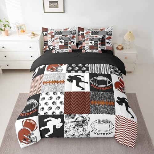 Feelyou Football Bedding Set Twin Size Boys Rugby Sports Comforter Set