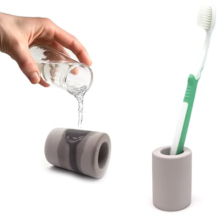 DiatZeno Mini Toothbrush Holders for Bathrooms - Diatomite Quick-Dry Organizer, Compact Portable Toothbrush Holder for Countertop, Shower & Travel Storage