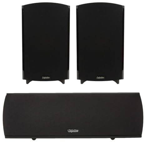 Pair of Definitive Technology ProMonitor 1000-2-Way Satellite or Bookshelf Speaker for Home Theater System + Definitive Technology Procenter 1000 Compact Center Speaker (Black) Bundle