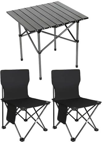 Sillas De Camping con Mesa,Mesa De Picnic Ligera Y 2 Sillas para Trekking | Juego Plegable Oxford Impermeable para Senderismo, Picnic Y Decoración Exterior