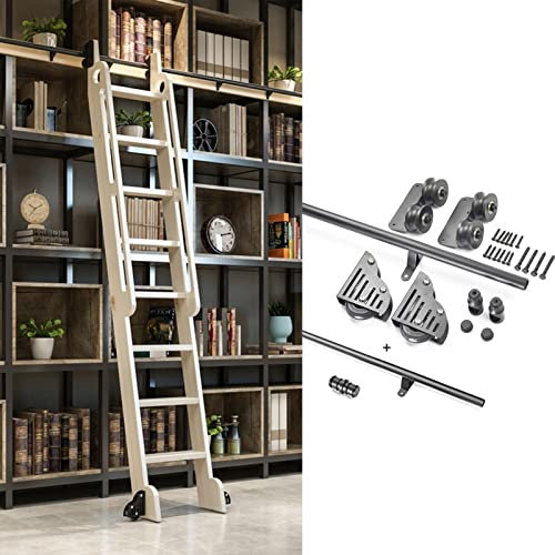 KHLMSRXJ 3,3-20 Fuß Schiebeleiter für Bibliotheken, schwarzes Schienenset, rollende Bibliotheksleiter-Hardware-Set, runde Schiene für Zuhause/drinnen/auf dem Dachboden (ohne Leiter) (Größe: