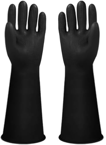 Xgvzs 1 Pair Heavy Duty Rubber Gloves Chemical Resistant Protective Gloves Rubber Glove Waterproof Industrial Work Resist Strong Acid Alkali and Oil