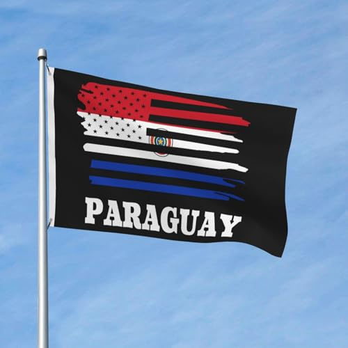 Bandera de Estados Unidos, Paraguay, banderas paraguayas para jardín, primavera, verano, otoño e invierno, decoración del hogar, pancarta de doble cara, ligera, 3x5 pies, divertidas pancartas para