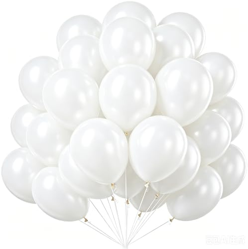 Luftballons Perlen weißer Ballon,100 Stück Perlen weißer Ballons,10 Zoll Latex Luftballons Geburtstag,Luftballon Partydeko Geburtstags Hochzeits Festival Jahrestag Deko