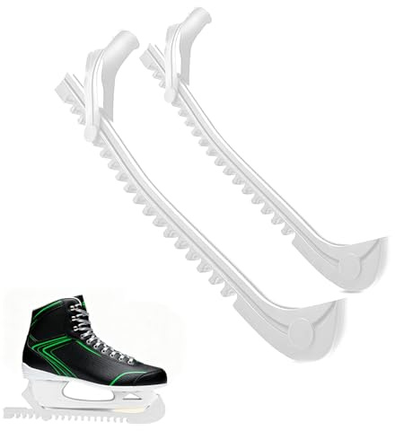 Infreecs 1 par de patines de hielo blancos, protectores ajustables para hockey sobre hielo y patinaje artístico, resistentes accesorios para niños y adultos