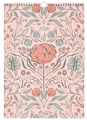 Kokonote - Calendrier 2026 Mural Grand Format Charm Bouquet - Calendrier Mural 2026 Mensuel │ Idee Cadeau : Calendriers Muraux │ De Janvier à Décembre : Espace pour notes et Illustrations (28x39,7 cm)