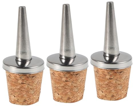 VICASKY 3 Pezzi Tappi in Sughero Beccucci Versatori per Bottiglie Ermetici e Antigoccia per Vino e Liquori Accessori per Bar Domestici e Professionali