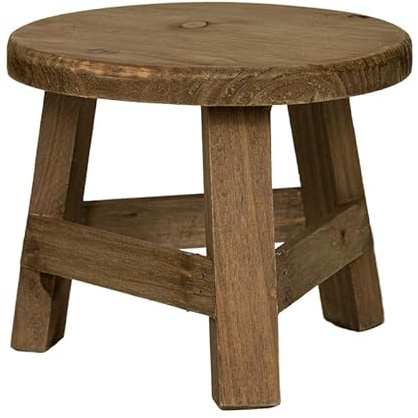 EAZHOP Wooden Step Stools for Kids, Small Portable Wooden Step Stool,7'x6'x7Inch Round Stool for Kitchen, Bedroom, Bathroom, Shoe Changing, Plant Stand (dark color)