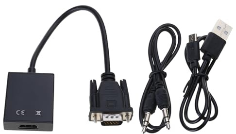 SkyPOOU Convertisseurs de câble femelle vers mâle compatible HDMI femelle vers VGA mâle 1080p pour PC, ordinateur portable, tablette, convertisseurs compatibles VGA vers HDMI