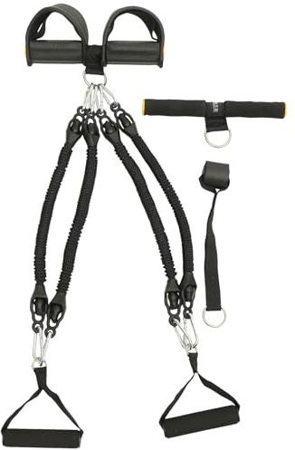 GOOHOCHY Cuerda Elástica para Entrenamiento Abdominal con Pedal Antideslizante Banda de Resistencia para Ejercicio Casa Equipo Multifuncional de Fitness y Práctico