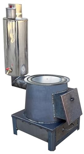 Estufa de leña portátil para RV y camping, mini quemador de leña pequeño con cajón de cenizas, parte inferior de acero reforzado, placa de hierro fundido y escudo giratorio contra incendios