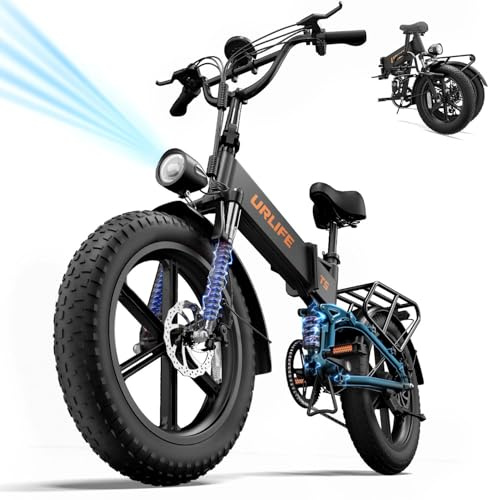 URLIFE Bici Elettrica Pieghevole, 20 * 4 Fat Tire E BIKE Batteria Rimovibile da 48V 13AH, Bicicletta Elettrica Sospensione Completa, 7 Velocità ebike da per Ogni Terreno