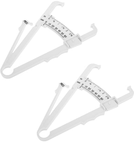 MAGICLULU Calibro per Pliche Cutanee 2 Pezzi in Abs Bianco Portatile Resistente a Strappi per Misurazione del Grasso Corporeo Semplice e Pratico per Adulti