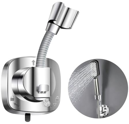 NARYVORA Duschkopfhalterung Ohne Bohren,360° Drehbar Duschhalterung mit Saugnapf, Rostfreie Duschbrause, Halterung Handbrause Halterung, Shower Head Holder 10 kg Tragfähigkeit für Keramikfliesen, Glas
