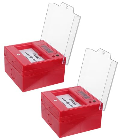 SOESFOUFU 2 Feuermelder Sets: Manueller Alarmknopf, Feueralarmtaste, Wandmontage, Kunststoff, Rot, für Zuhause und Alarmanlage für Zuhause