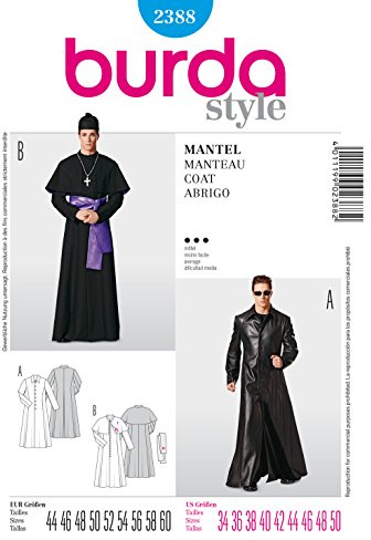burda Schnittmuster Herren Herrenmantel mit Schärpe und Pelerine #2388 Gr. 44-60
