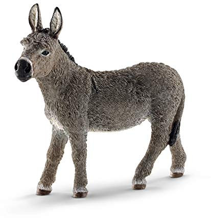 Schleich- Donkey Farm World Burro, Color Gris, 3.7 Inch (13772)