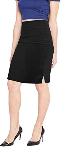 femiss Bleistiftrock für Mädchen, Schuluniform, Stretch, knielang, Midi, Damen, Büro, Arbeit, Alltag, figurbetont, Schwarz, Grau, Marineblau, Bleistiftrock, Schwarz , 34