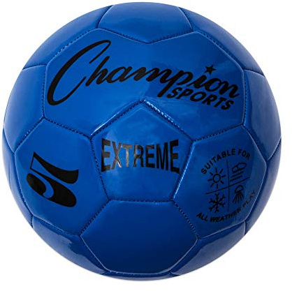 Champion Sports Extreme Series Ballon de football réglementaire Taille 5 – Balles de kick universitaires, professionnelles et ligue – Toutes conditions météorologiques, doux au toucher, rétention d'air maximale – Pour adultes, adolescents – Bleu