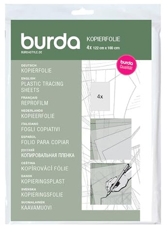 Burda Style Kopierfolie | Schnittmusterpapier | Transparent zum Abpausen | 4 Blätter 122 x 100 cm - Grün, Einheitsgröße
