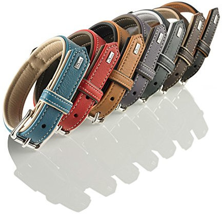 HUNTER CANADIAN Hundehalsband, Leder, hochwertig, weich, 45 (S), cognac/schwarz