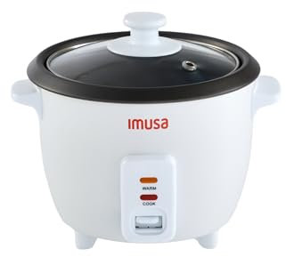 IMUSA USA GAU-00011 Arrocera eléctrica antiadherente de 3 tazas (sin cocinar) 6 tazas (cocida), color blanco