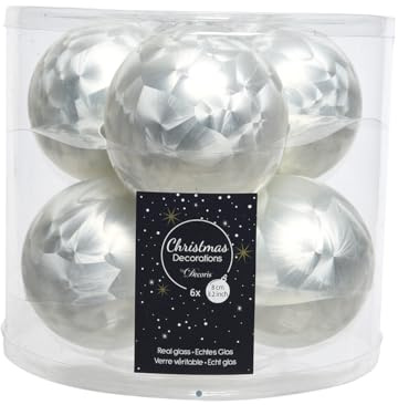 6 Weihnachtskugeln/Christbaumkugeln, aus Glas, 80 mm, matt, eislack