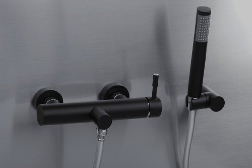 Duscharmatur - Brause-Wandmischbatterie - SCHWARZ - mit Garnitur und Handbrause - Hochdruckarmatur - Badarmatur - Einhebel Armatur - Einhebel Mischer - Brause Armatur - Modell: GLAMOUR-Vegane Nero- von VALVEX - Nr.2423370