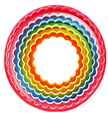 Mydio Set of 6 Multi-size Round Cookie Cutter,Two-sided Biscuit Fruit Cutter(Biscuit Cutters and Fondant cake Cutters),Random color (round)