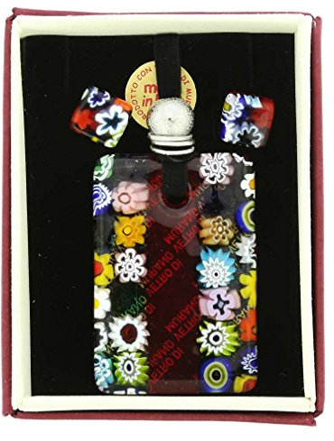 Murano Glas Millefiori Halskette und Ohrringe Set - Roter Streifen