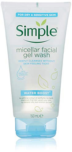 Simple Water Boost Micellar Gel Face Wash 100% Soap-Free Face Cleanser for Hydrated, Dewy-Fresh Skin 150 ml