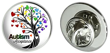 Autism Acceptance Tree of Life with Hearts Metal 0.75 Lapel Hat Pin Tie Tack Pinback