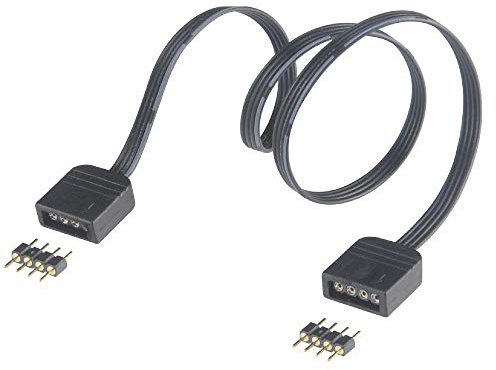 Akasa RGB LED Strip Light Extension Cable | 4-pin RGB Female to Female Connectors | Included 4 Pin Male-to-Male Plug | 30cm | AK-CBLD06-30BK