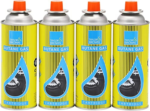 Greenfields Butane Gas Bottles Canister Camping Heater Cooker BBQ - Compact and Resealable Canister - CP 250 Valve Gas Cartridge, for Bistro and Camping Outdoors Stoves