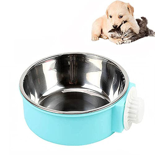 SUOXU 2-in-1 Pet Hanging Bowl Dog Crate Water Bowl,Crate Type Feeding Bowl,Stainless Steel Puppy Bowls Cage,Dog Food Bowl Water Dispenser Non Spill, Pet Feeder for Cat Dogs Bird Small Animals