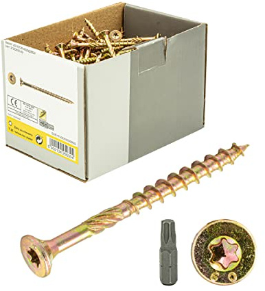 Torx TX30 Bit Lot de 100 vis à bois avec tête fraisée 6 x 140 mm