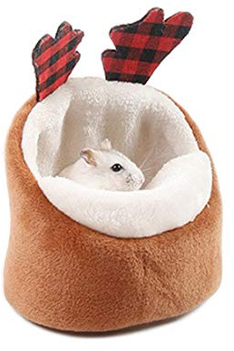 PAPIEEED Weiches kleines Haustierbett, Hamsternest, Beutel mit süßem Mäusehaus, Hängematte, Zuckergleiter, Versteck, Käfigzubehör, Bettwäsche für Rennmäuse, Degu Golden Bear Igel