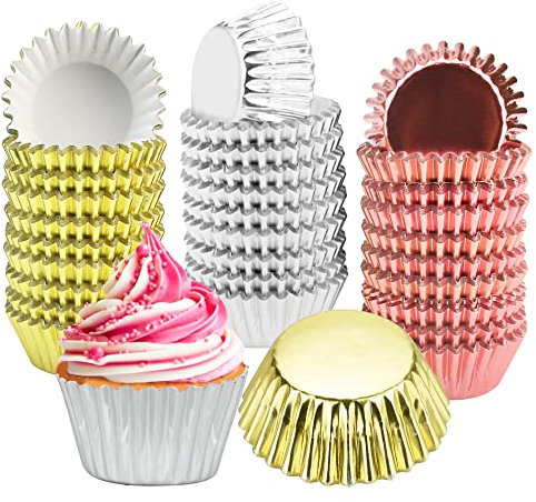 BUENTYA 600 PCS Moldes de Aluminio para Magdalenas Cápsulas para Cupcake Mini Moldes para Muffins Cápsulas Magdalenas Cápsulas Muffins Cupcake Liners para Hornear Fiestas Bodas Cumpleaños (3 Colores)
