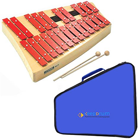 Sonor NG31 Alt Glockenspiel + keepdrum MB03 Tasche in Blau: Glockenspiel, 23 Töne, c2 bis b3, inkl. SCH 40 Schlägel, für Kinder, mit Tasche