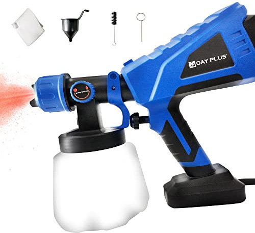 Farbsprühsystem Farbspritzpistole mit 3 Spritzmuster, Behälter 1000 ml, HVLP Elektro Lackierpistole zum Sprühen von Farbe auf Wand, Metall und Holzoberfläche, Verstellbarem Luft- und Farbfluss